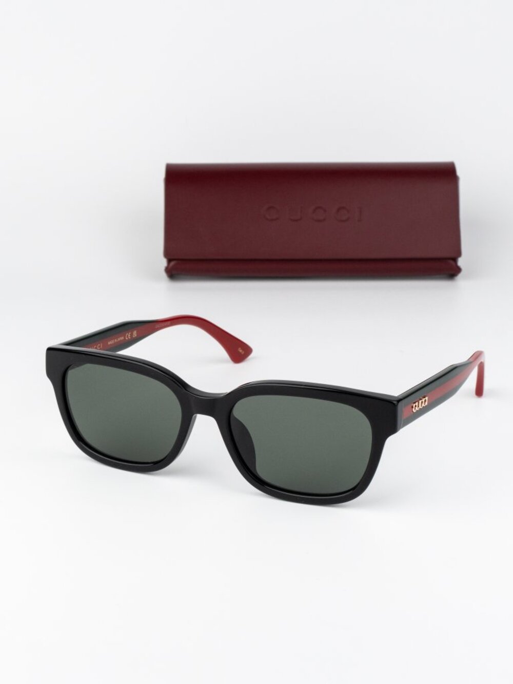 Gucci Men Sunglasses Black Green Grey Square GG1872SK 001 NEW AUTHENTIC